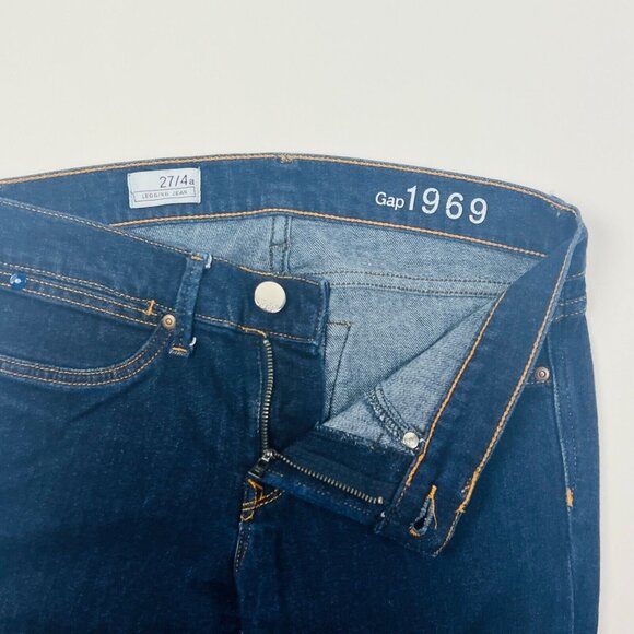 Gap 1969 Legging Jean Womens Jeans Size 4/27 A Blue Stretch Dark Wash Stirrups - Picture 3 of 10